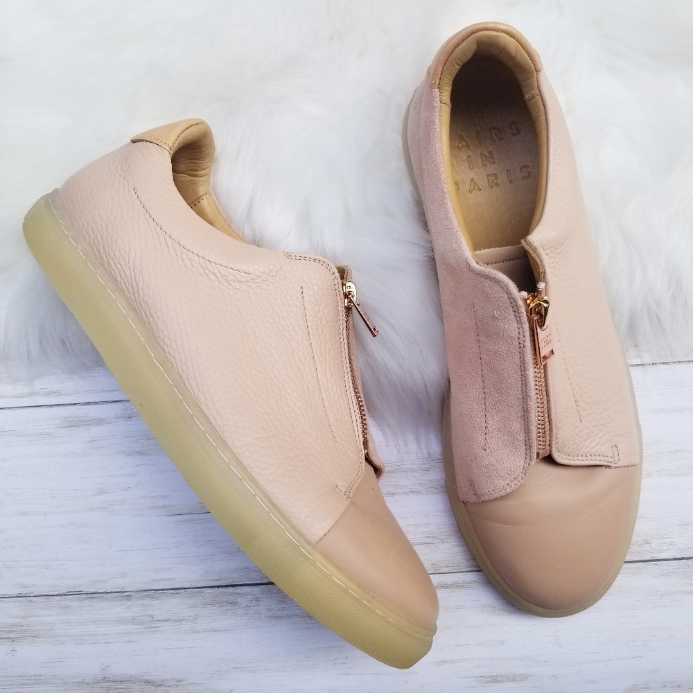 Pairs in Paris No 8 Casual Leather Low Top Shoes Nude Pink Size 41 US 10.5 / 11